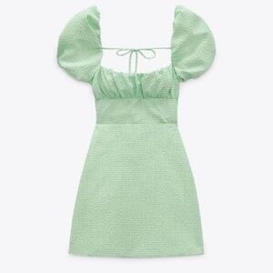 ZARA Structured Gingham Mini Dress